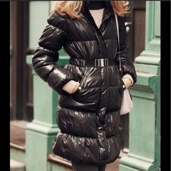 H&M Long Line Chocolate Brown Belted Puffer Coat Size 10 | Quilted Winter Jacket - Picture 6 of 12